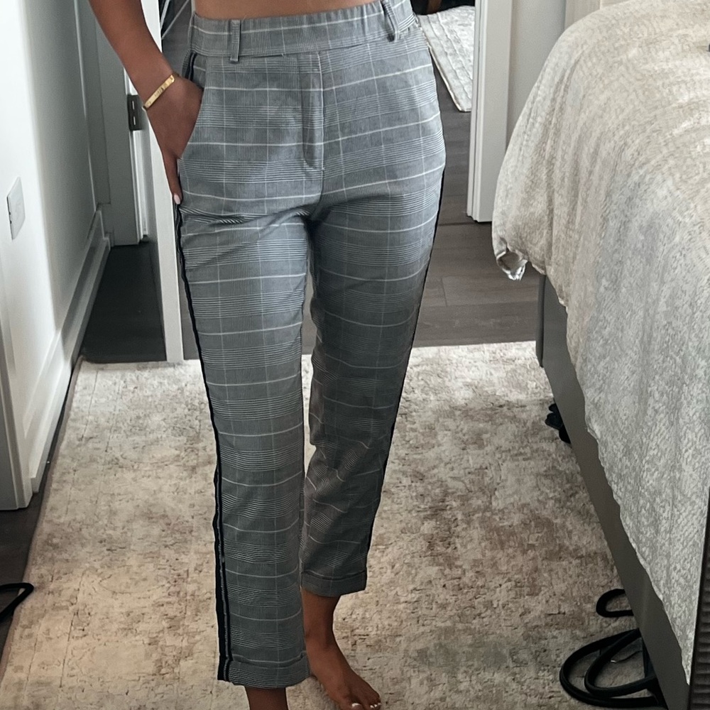 ZARA WORK PANTS BLACK/PLAID